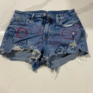 Old Navy Blue Jean Shorts with Smiley Faces